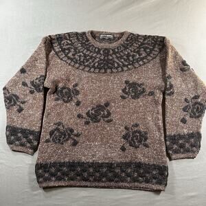 Kitty Hawk Ltd. Vintage 1980s Geometric Sweater Brown Black Casual Size M